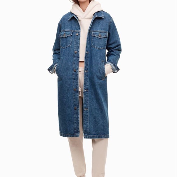 aritzia long denim jacket